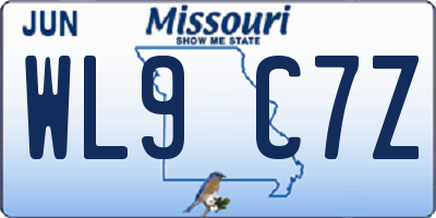 MO license plate WL9C7Z