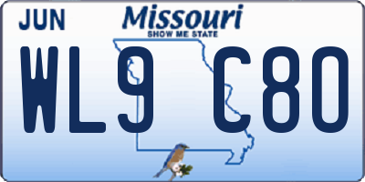 MO license plate WL9C8O