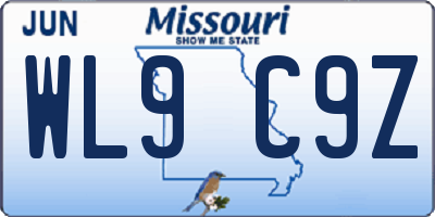 MO license plate WL9C9Z