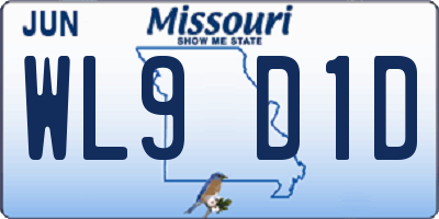 MO license plate WL9D1D