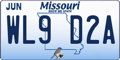 MO license plate WL9D2A
