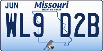 MO license plate WL9D2B