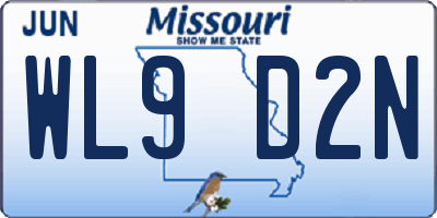 MO license plate WL9D2N