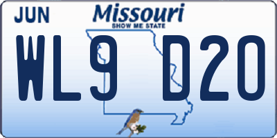 MO license plate WL9D2O