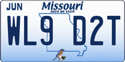 MO license plate WL9D2T