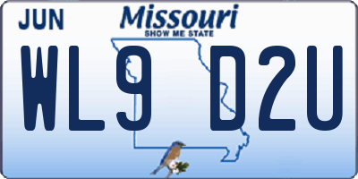 MO license plate WL9D2U