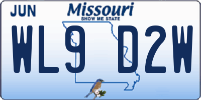 MO license plate WL9D2W