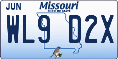 MO license plate WL9D2X