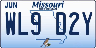 MO license plate WL9D2Y
