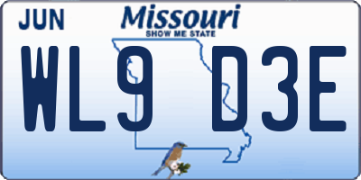 MO license plate WL9D3E