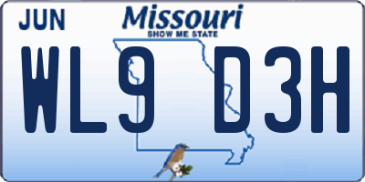 MO license plate WL9D3H