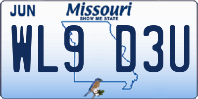 MO license plate WL9D3U