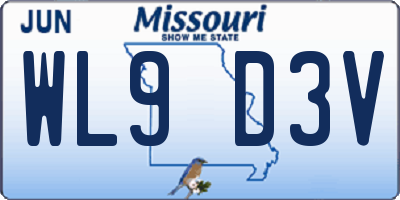 MO license plate WL9D3V