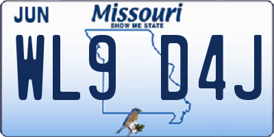 MO license plate WL9D4J