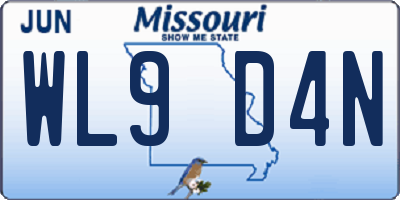 MO license plate WL9D4N