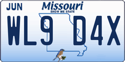 MO license plate WL9D4X