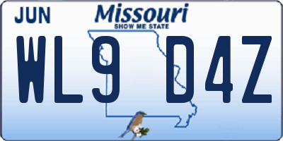MO license plate WL9D4Z