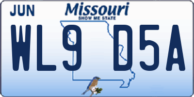 MO license plate WL9D5A