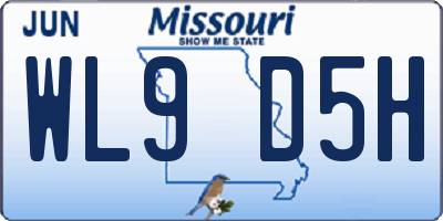 MO license plate WL9D5H
