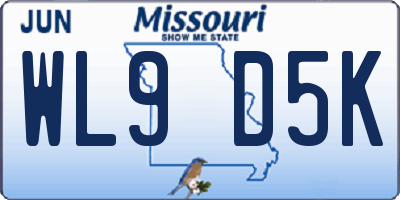 MO license plate WL9D5K