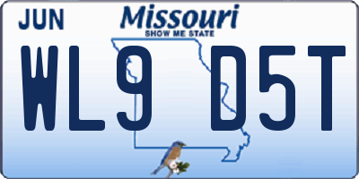 MO license plate WL9D5T