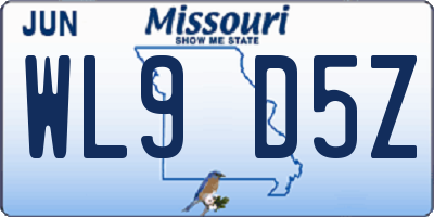 MO license plate WL9D5Z