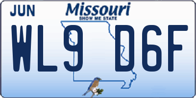 MO license plate WL9D6F
