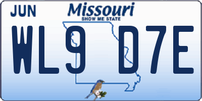 MO license plate WL9D7E