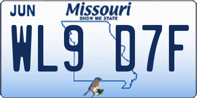 MO license plate WL9D7F