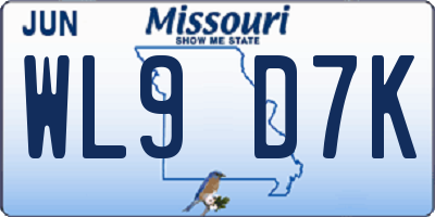 MO license plate WL9D7K