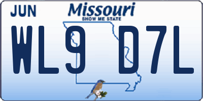 MO license plate WL9D7L