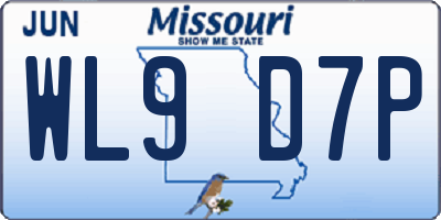 MO license plate WL9D7P