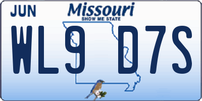 MO license plate WL9D7S