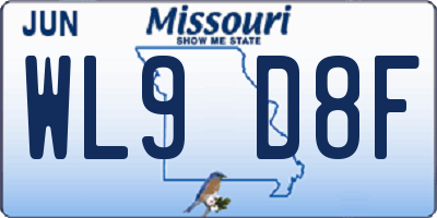 MO license plate WL9D8F