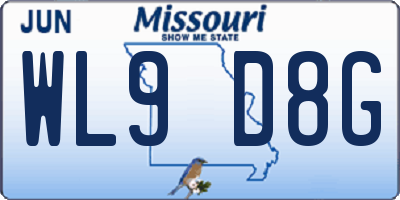 MO license plate WL9D8G