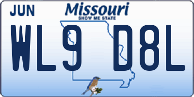 MO license plate WL9D8L