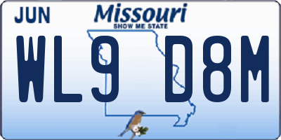 MO license plate WL9D8M