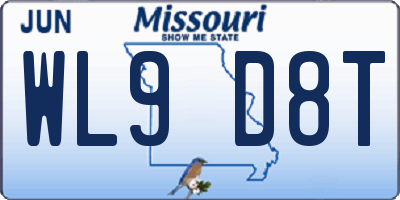 MO license plate WL9D8T