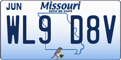 MO license plate WL9D8V