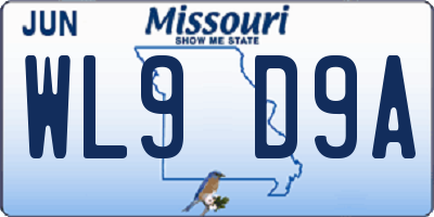 MO license plate WL9D9A