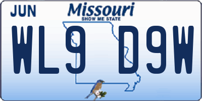 MO license plate WL9D9W