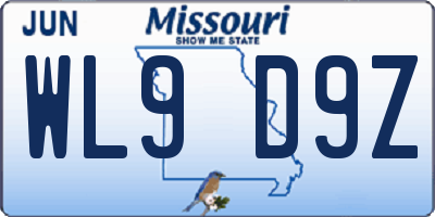 MO license plate WL9D9Z