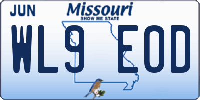 MO license plate WL9E0D