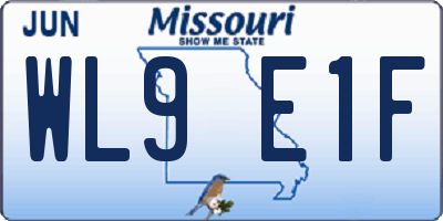 MO license plate WL9E1F