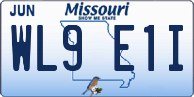 MO license plate WL9E1I