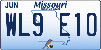 MO license plate WL9E1O