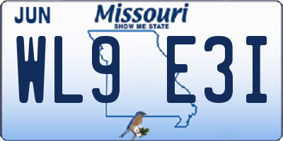 MO license plate WL9E3I