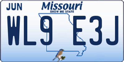MO license plate WL9E3J