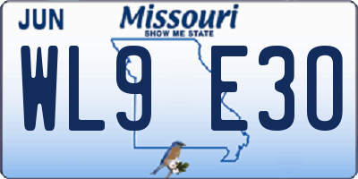 MO license plate WL9E3O