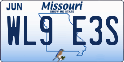 MO license plate WL9E3S